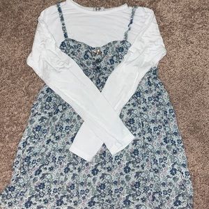 Blue Floral Kids/Pre-Teen Shirt Wth Dress Summer